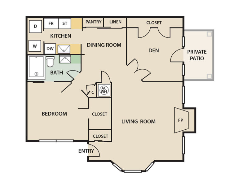The Square - A8-A9 - 1 Bedroom 1 bath with den